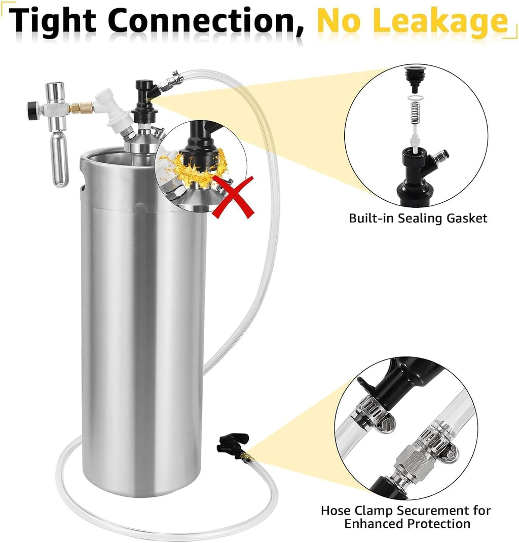 5 FT Ball Lock Beer Line Assembly -Beer Dispenser for Corny Keg | PVC Beer Line, Picnic Tap Faucet & Quick Disconnect