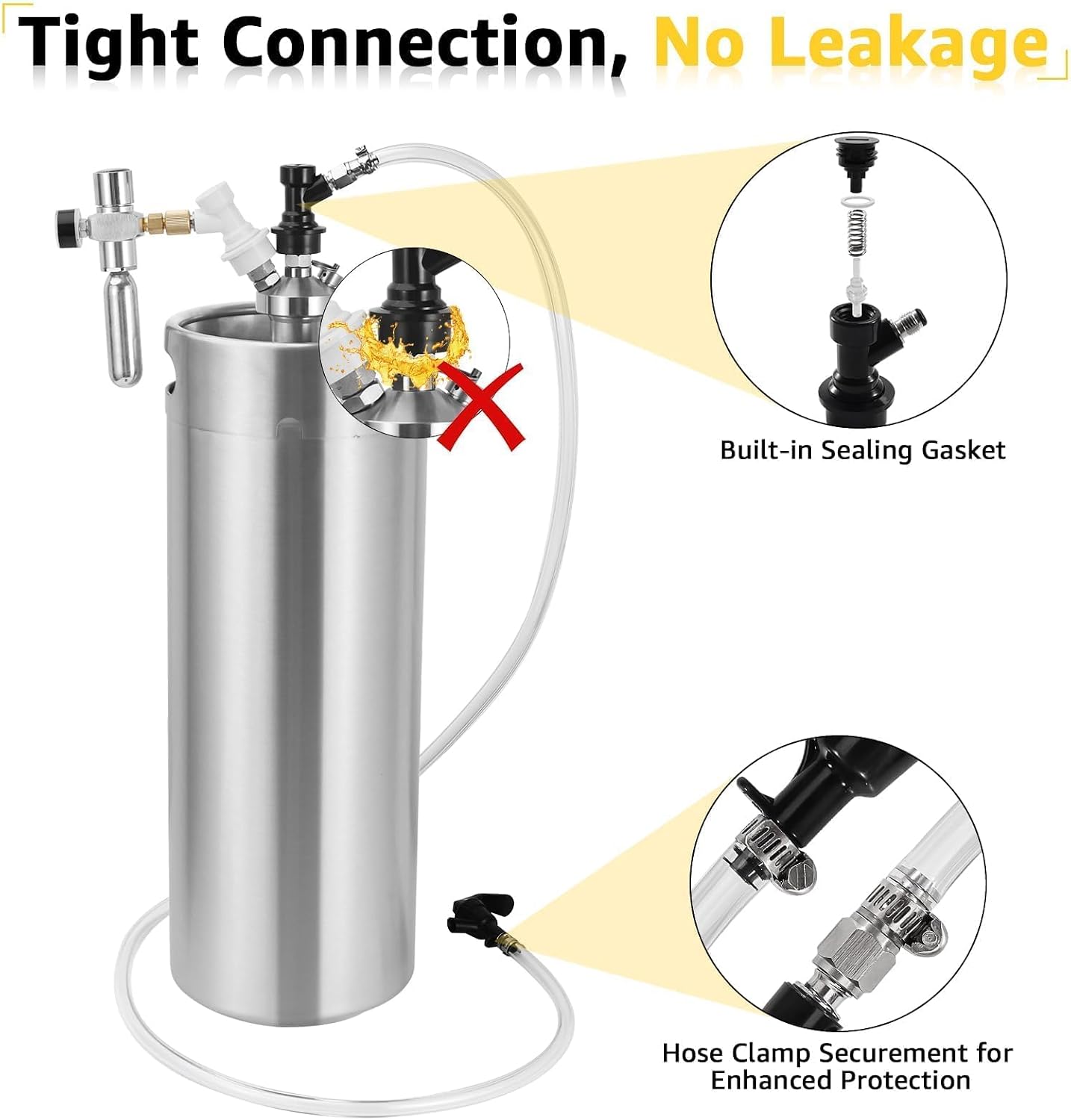 5 FT Ball Lock Beer Line Assembly -Beer Dispenser for Corny Keg | PVC Beer Line, Picnic Tap Faucet & Quick Disconnect