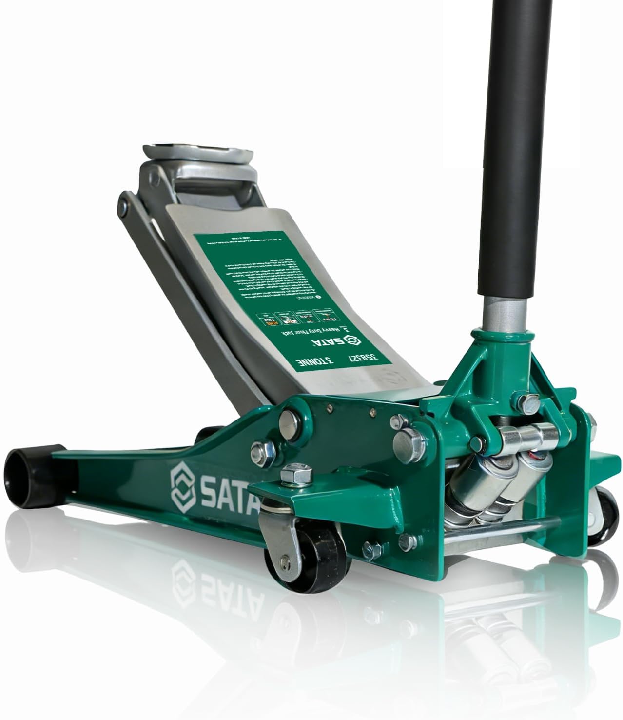 3-Ton (6,600 lb) Heavy-Duty Steel Floor Jack Ultra-Low Profile Design (2-11/16” Height) with Dual-Piston Quick Lift