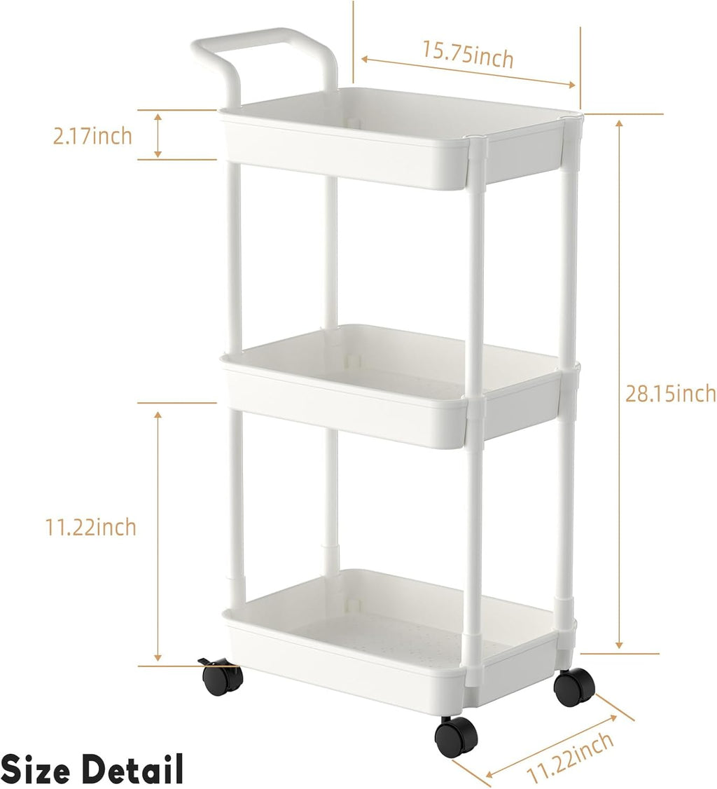 Baby Diaper Caddy, Plastic Movable Cart for Newborn Nursery Essentials Diaper Storage Organizer for Changing Table &