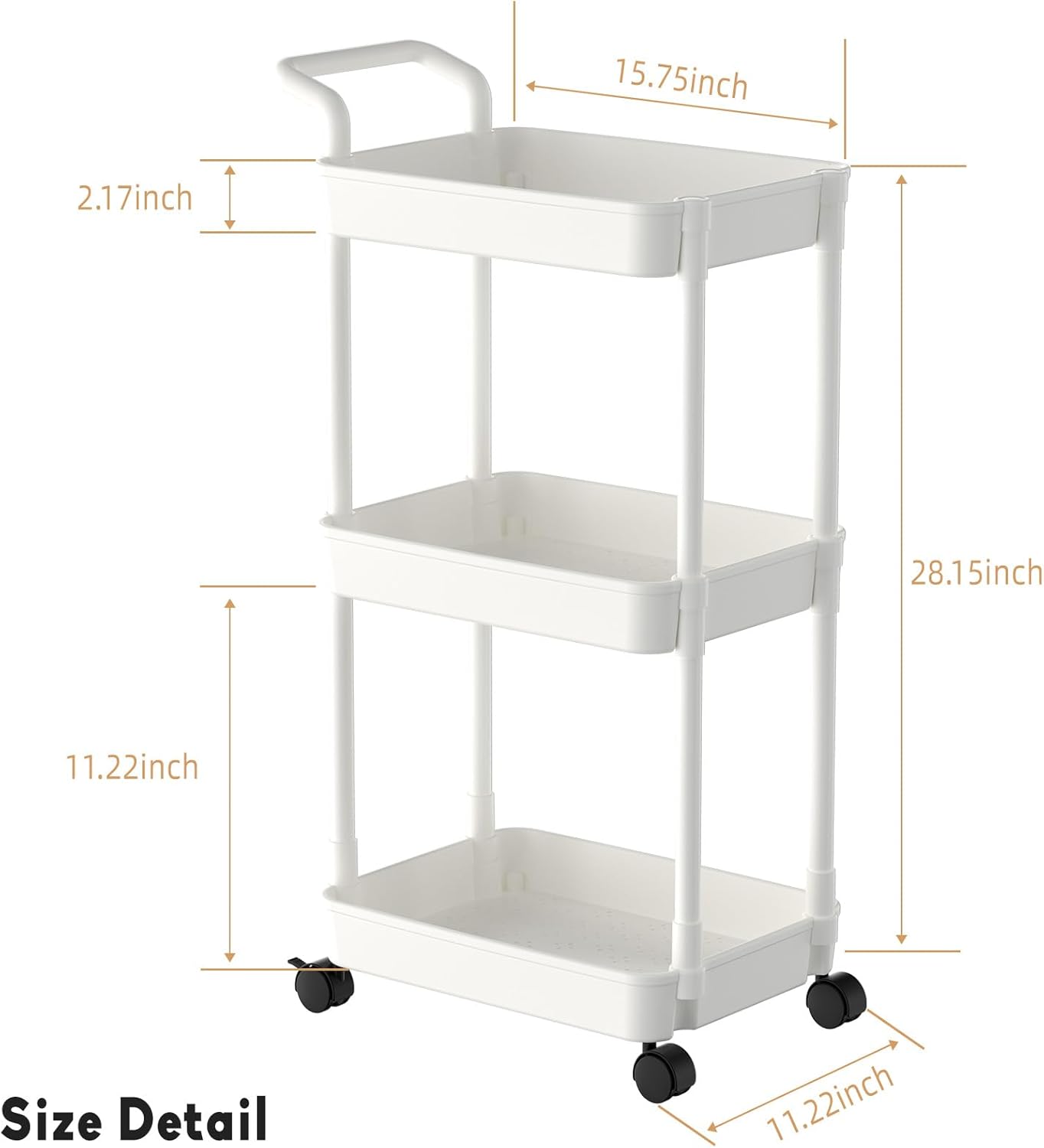Baby Diaper Caddy, Plastic Movable Cart for Newborn Nursery Essentials Diaper Storage Organizer for Changing Table &