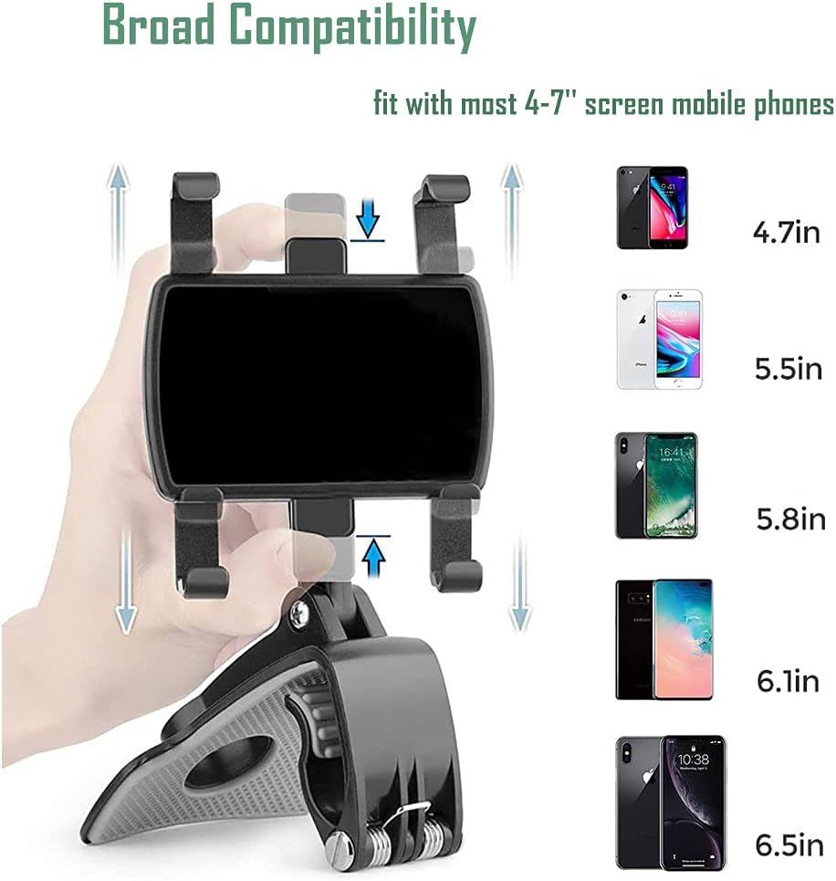Car Phone Holder Mount,360 Degrees Rotation Dashboard Phone Holder for iPhone,Samsung,Google,Nokia,and 4 to 7"