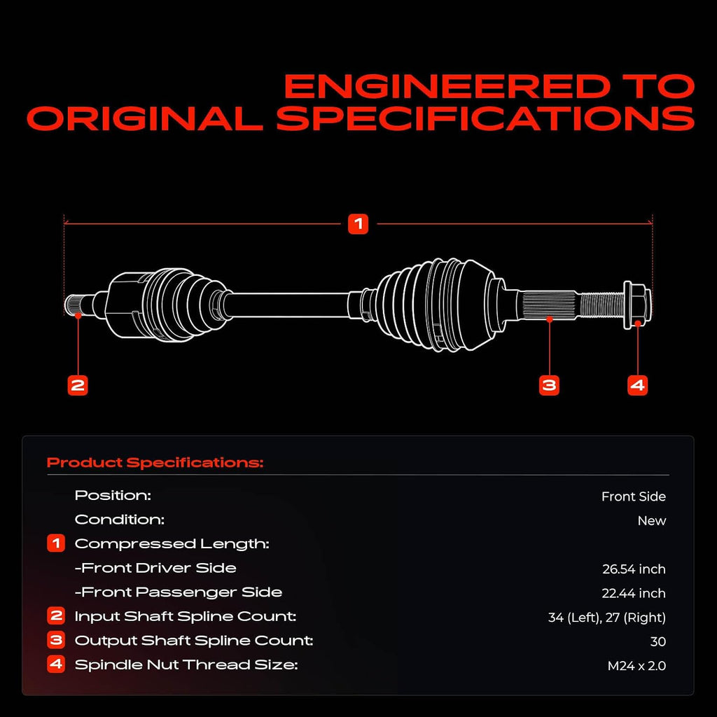 A-Premium Set of 2 Front CV Axle Shaft Assembly