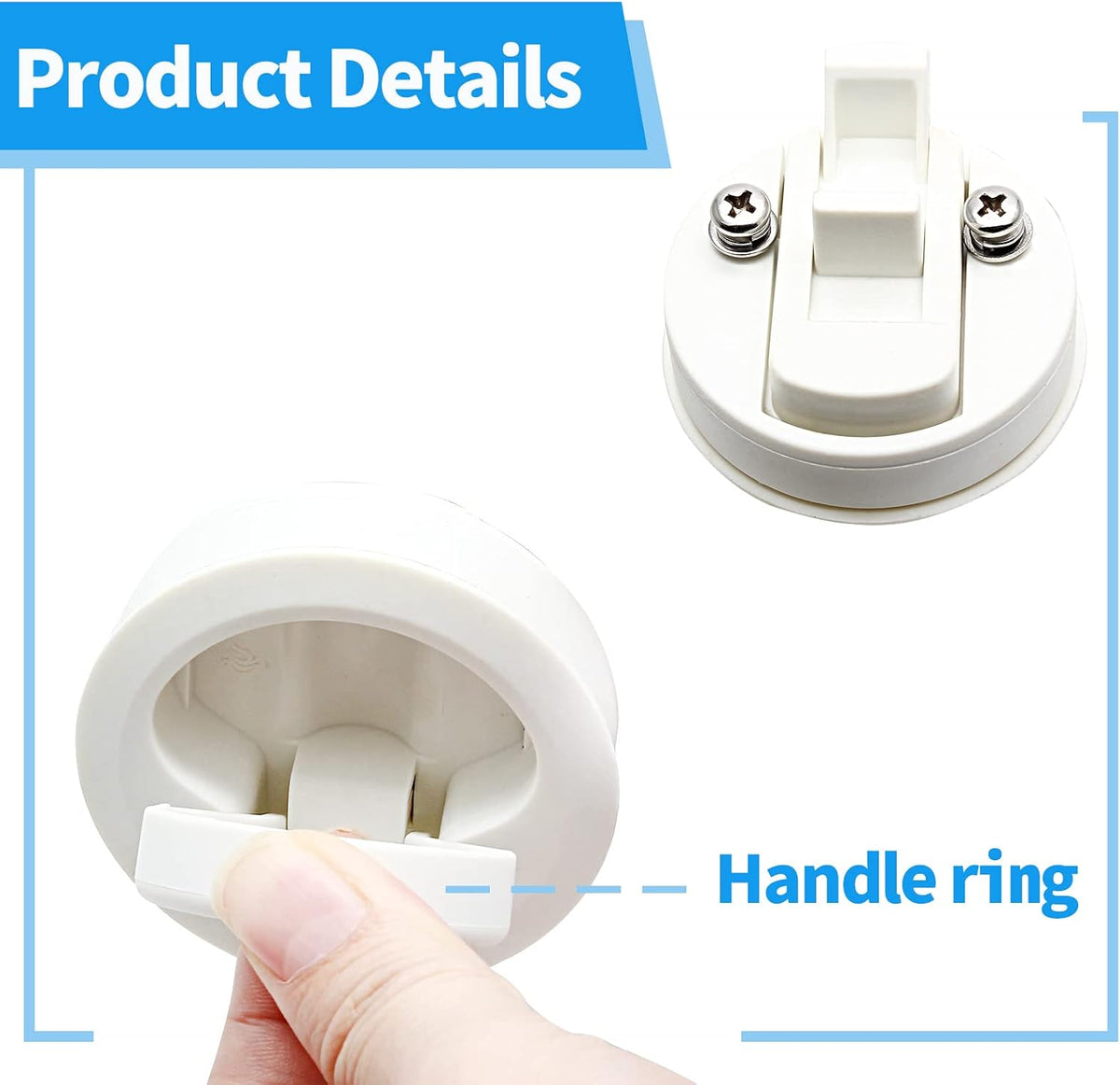 2 Pack 2 Inch Flush Pull Slam Latch, Plastic (White)
