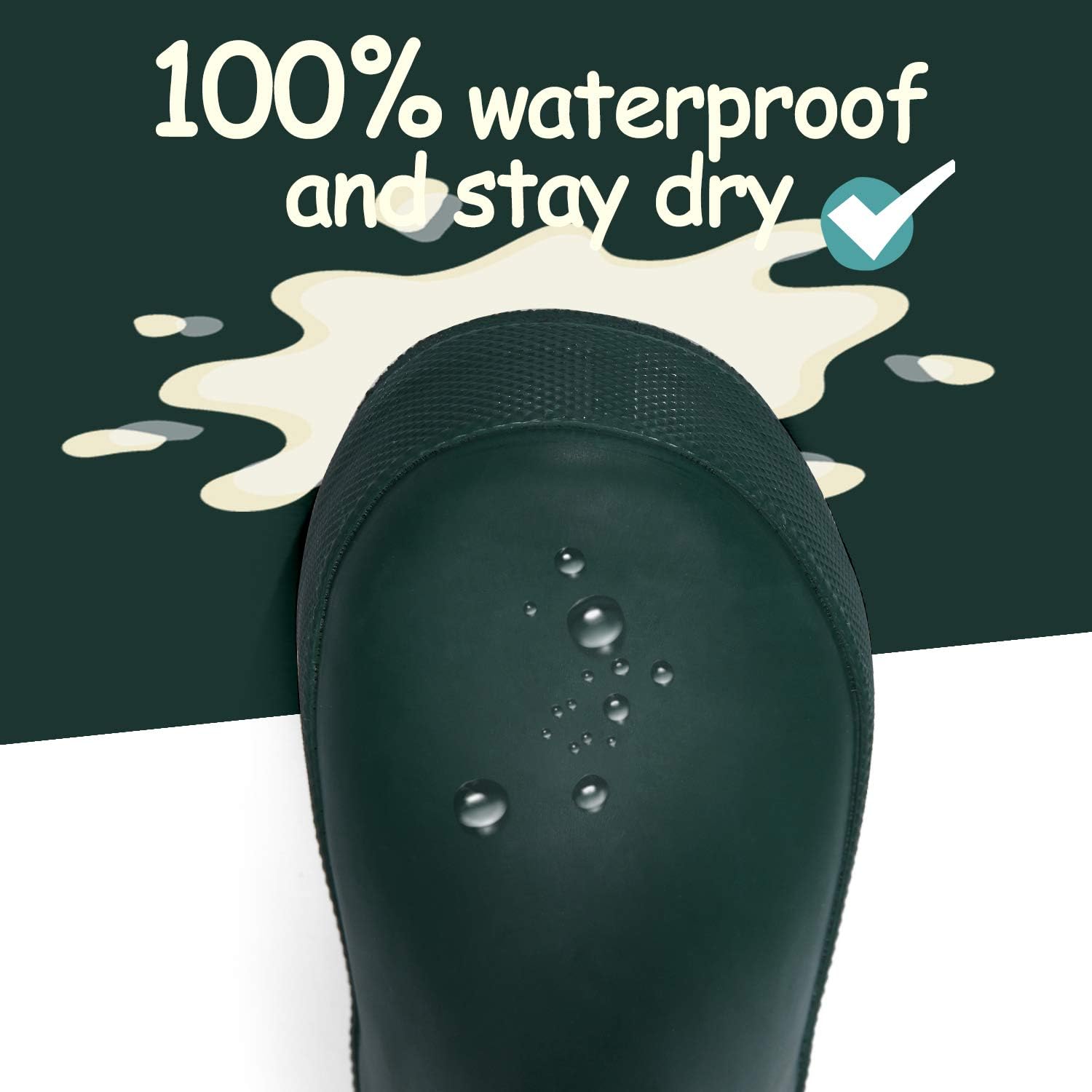 Kids Rain Boots, Waterproof Rubber Boots with Easy-on Handles | Pull on, Slip-resistant, Double Handles