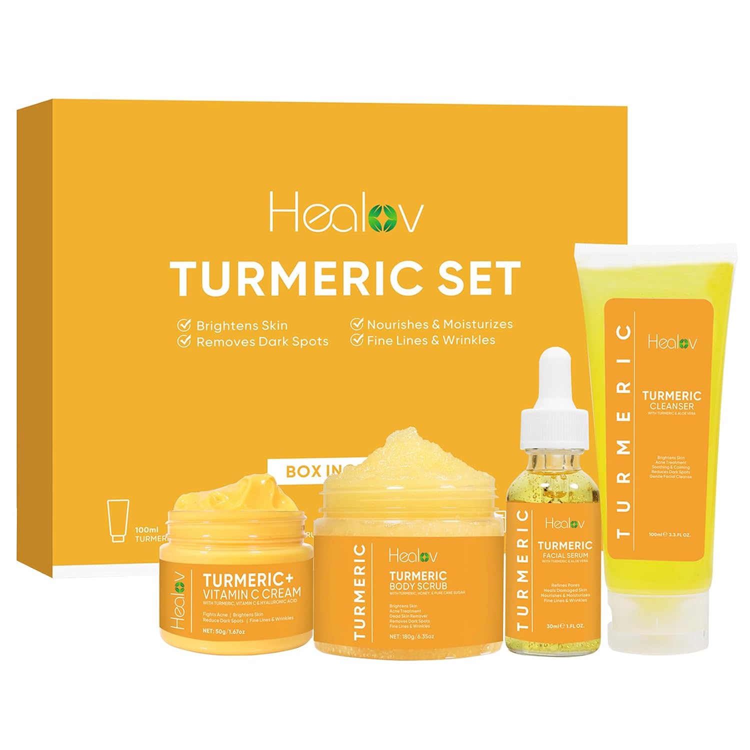 Turmeric Skincare Set - Turmeric Skin Care Products Brightening & Acne - Turmeric Skin Care Kit, Turmeric Skin Care