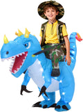 Inflatable Dinosaur Costume for Kids Light Up T-Rex Funny Blow Up Halloween Party Cosplay Dress Up Outfit Boys