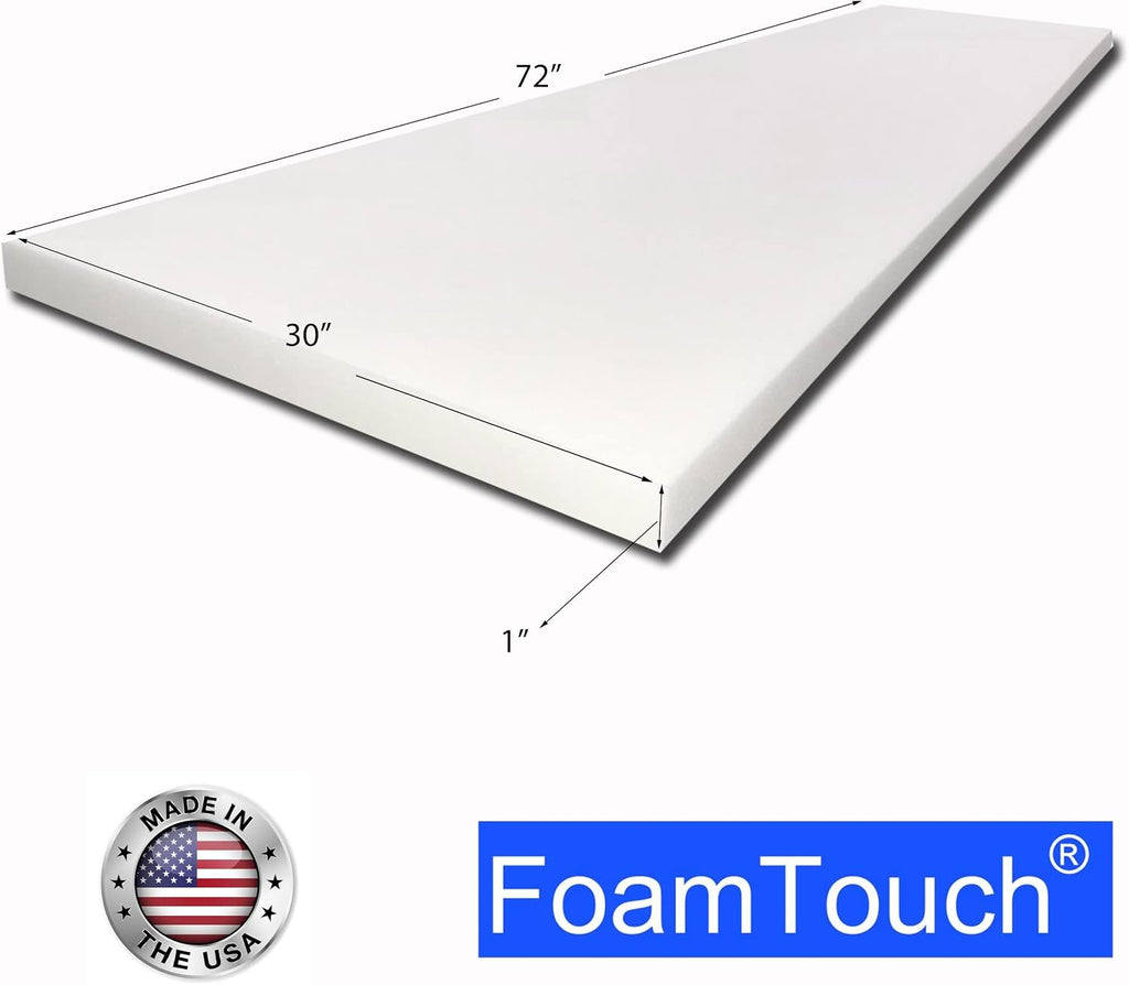Medium Density 1" Height x 30" Width x 72" Length Upholstery Foam Sheet