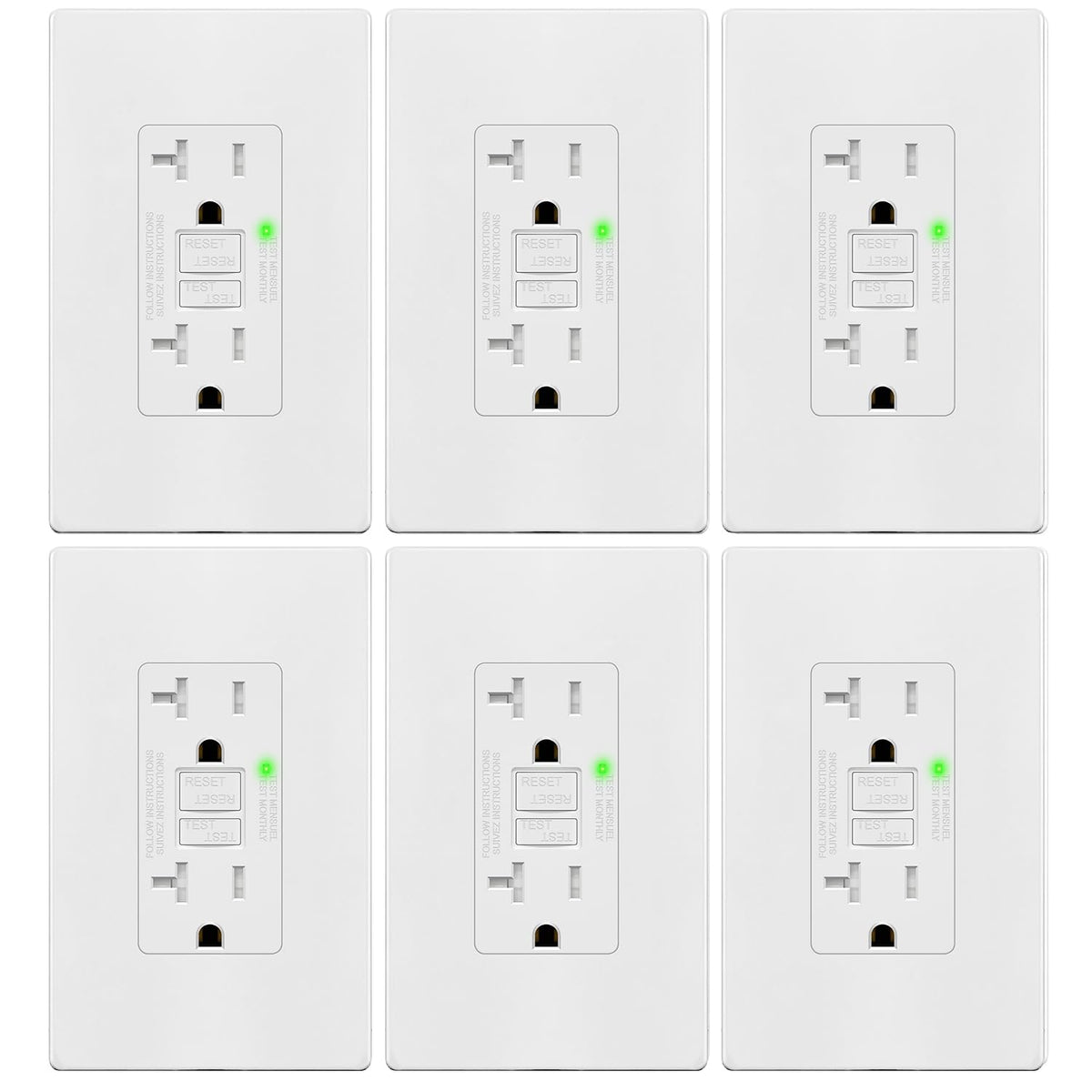 TG GFCI Outlet 20 Amp, Electrical Tamper-Resistant Receptacle, Self-Test