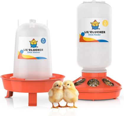 1L Chick Feeder, 1.5L Chicken Waterer - No Leakage Chick Feeder and Waterer Kit, Hanging Baby Chick Waterer, Durable