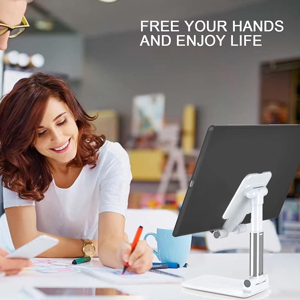 2 Pcs Cell Phone Stand, Adjustable Angle Height Phone Stand for Desk, Fully Foldable/Portable Phone Holder