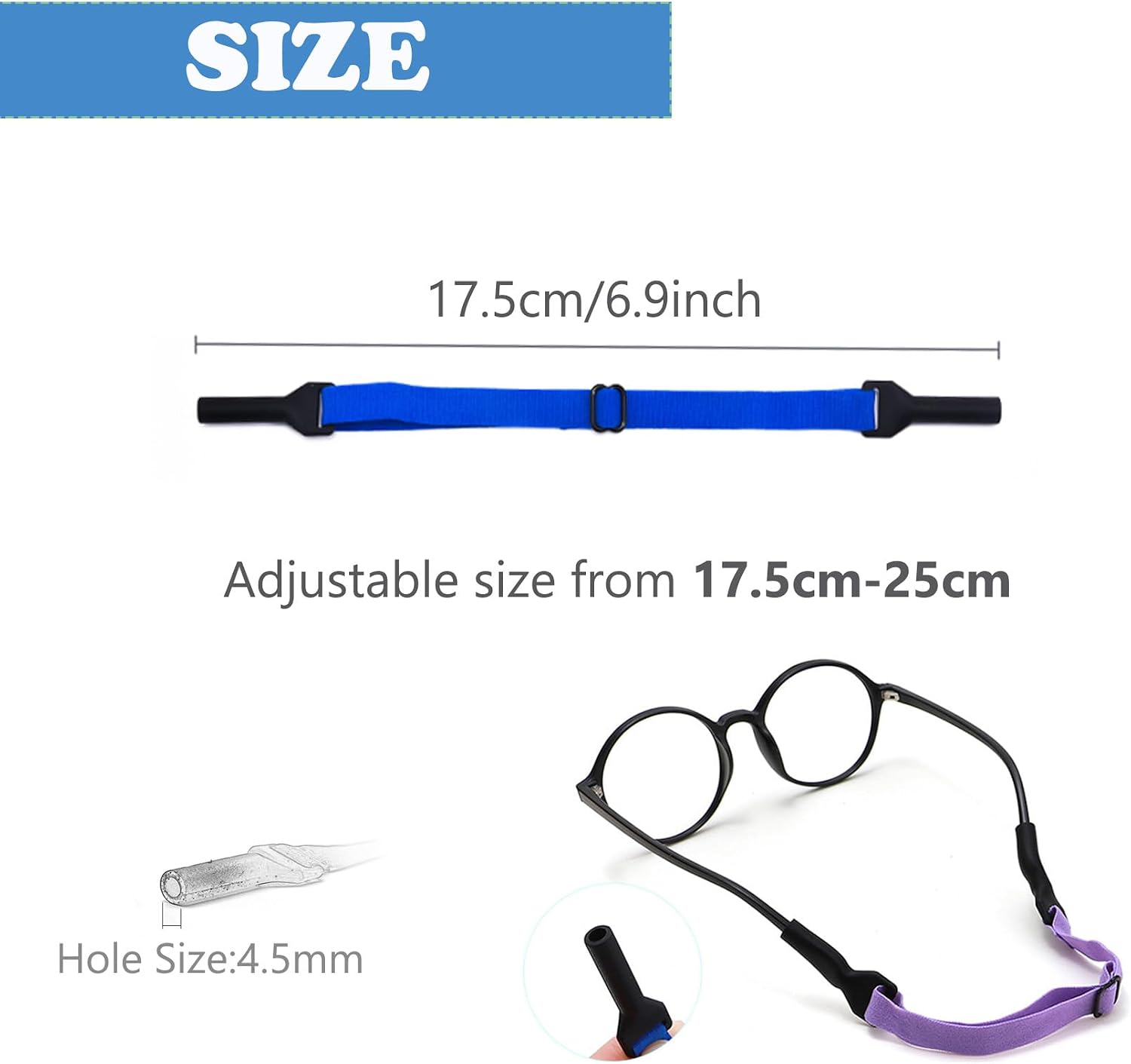 Adjustable Kids Glasses Strap, 5Pcs No Tail Spectacle Straps, Kid's Eyewear Holder Strap For Boy And Girl