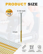 1000 Count Framing Nails, 3Inch x 0.131Inch 21 Degree Framing nails