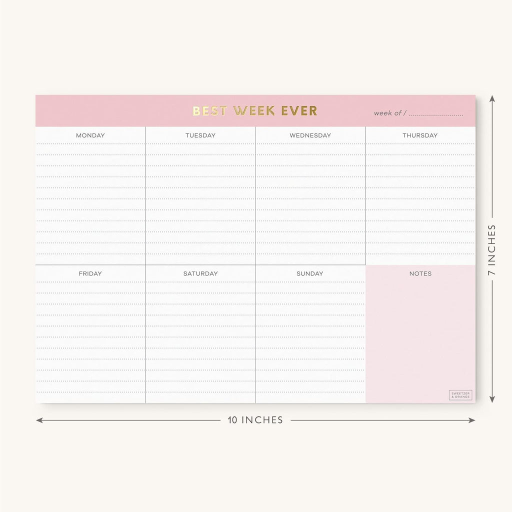 Weekly To Do List Pad. Gold Foil 7 days Planner with Daily Roadmap Agenda Squares. 7x10” Day Workbook 2026 - Student