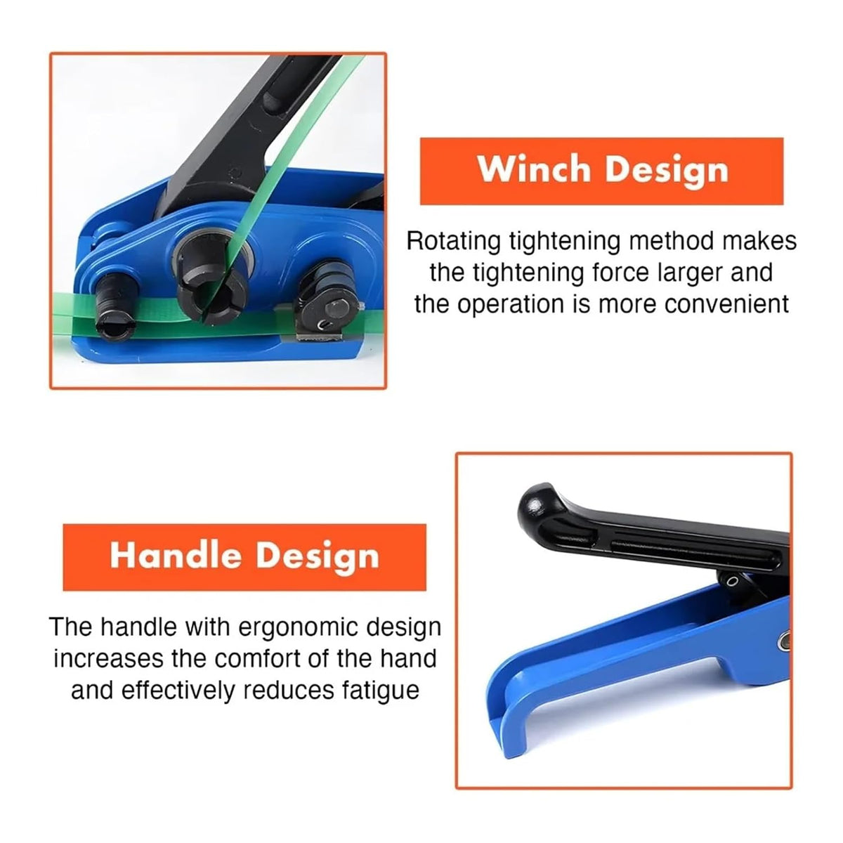 Strapping Machine, Strapping Machine, Heavy Duty Poly Tensioner & Cutter Manual Banding Tools Windlass for 16~19mm