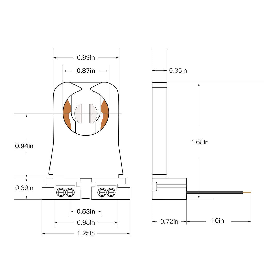 12-Pack JACKYLED Non-Shunted Turn-Type T8 Lamp Holder UL Socket Tombstone