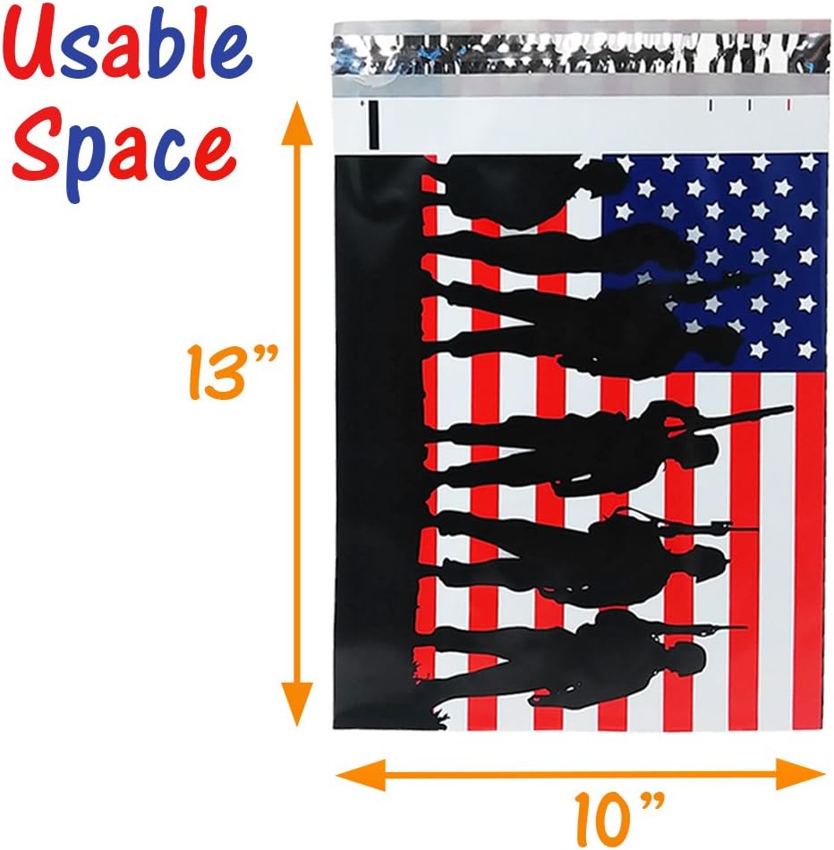 10x13 inch Designer Poly Mailers, Bees, Flags, Lips, Ladybugs (40 Mix Variety Pack) Custom Printed Self Sealing