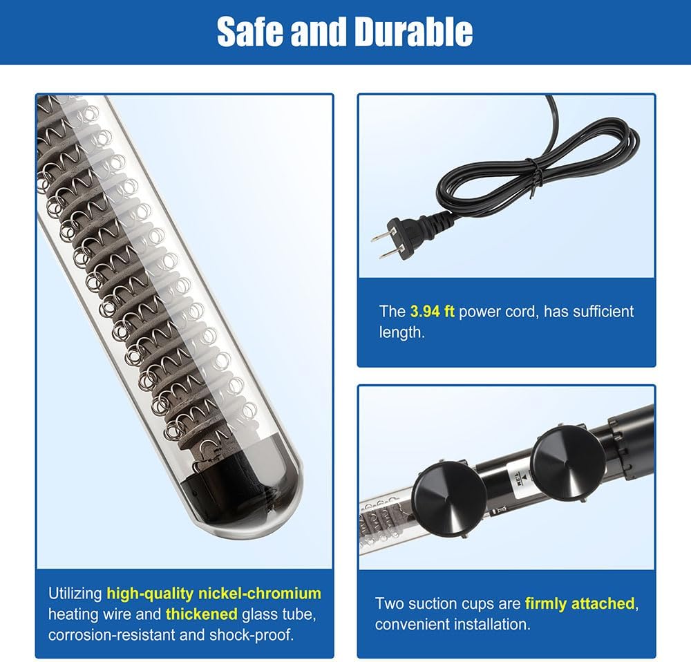 300W Adjustable Knob Aquarium Heater Submersible Fish Tank Heater with Digital Thermometer for Saltwater and