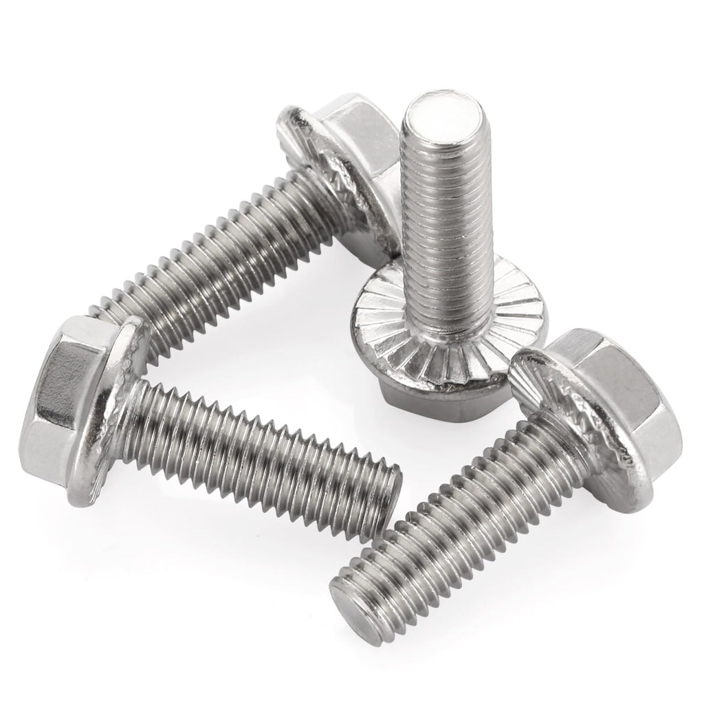 3/8-16 x 2 Flange Hex Head Bolts, Stainless Steel 304, Fully Threaded, 10 PCS