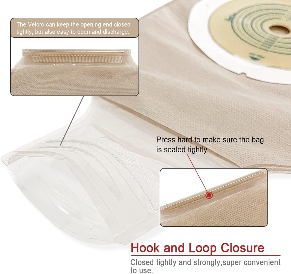 20 PCS Colostomy Bags with Velcro Closure, One Piece Ostomy Bag