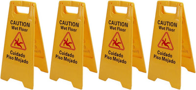 Wet Floor Caution Sign, Foldable Bilingual Safety Warning A Frame for Restaurants Offices Engineering Plastic Yellow