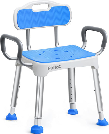 Widened Shower Chair for Inside Shower with Padded Back & Arms,400 lbs Heavy Duty & Adjustable Shower Chair for