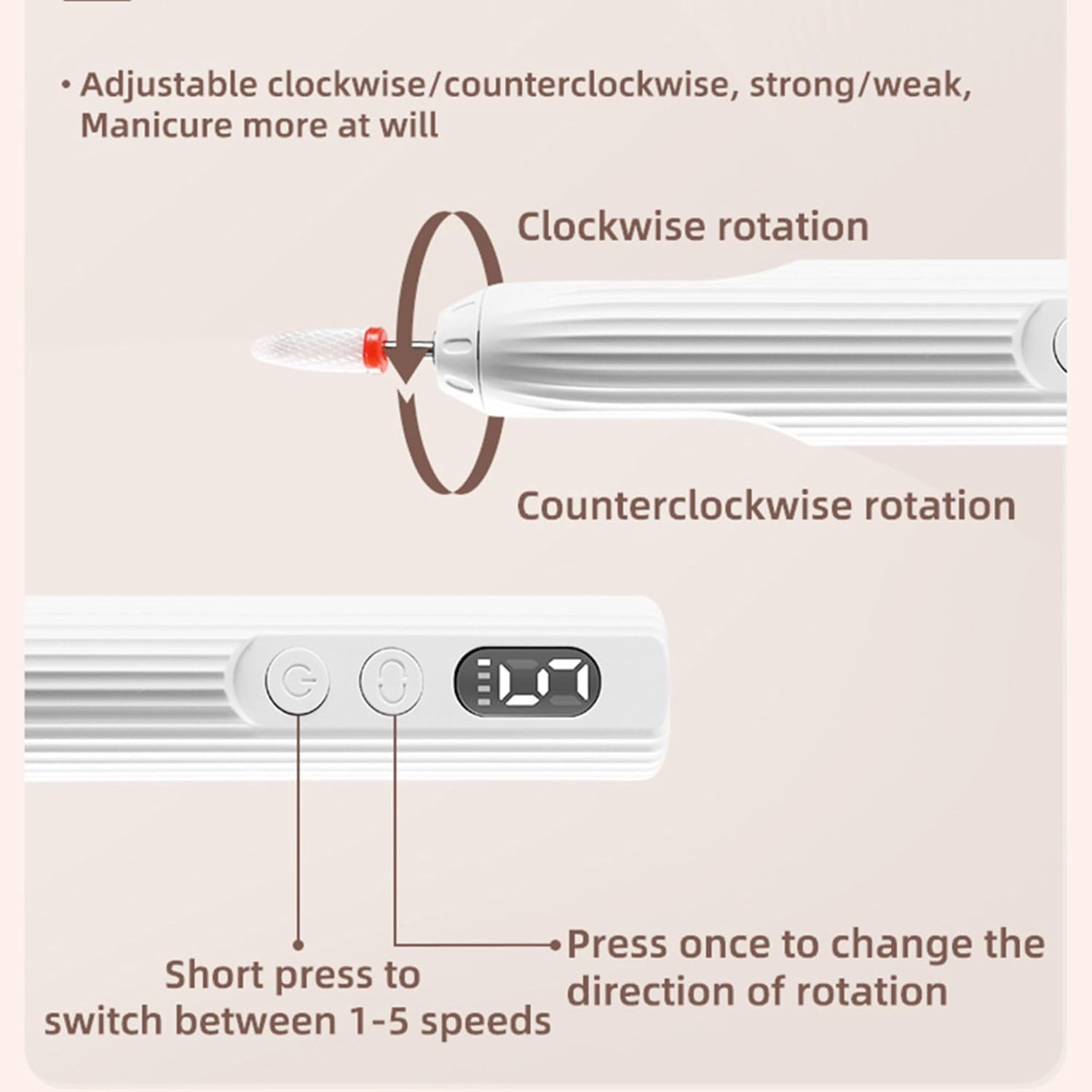 Nail Drill, Electric Nail File Professional - Nail Filer with U V Lamp for Acrylic Gel Nails, Cordless Nail Drill