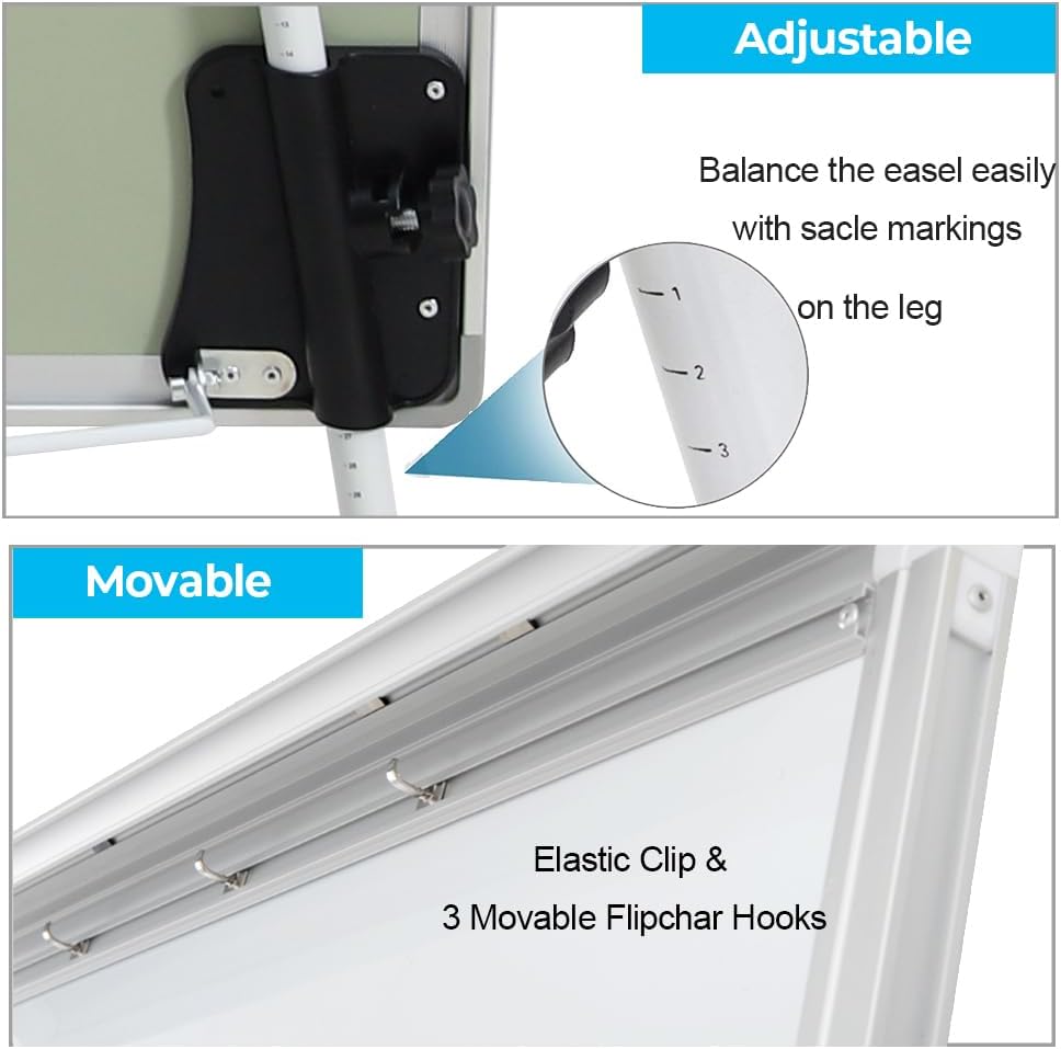 Whiteboard Easel 36" x 24" Height Adjustable, Magnetic Dry Erase Easel | Portable Tripod White Board Easel 36"x24"