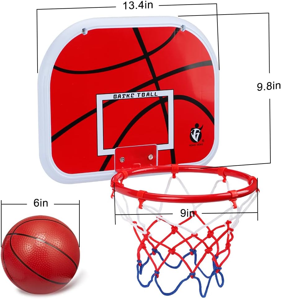 Mini Basketball Hoop Set for Kids Adults, Indoor Play Wall Mount Basketball Hoop for Door with 4 Small Replacement