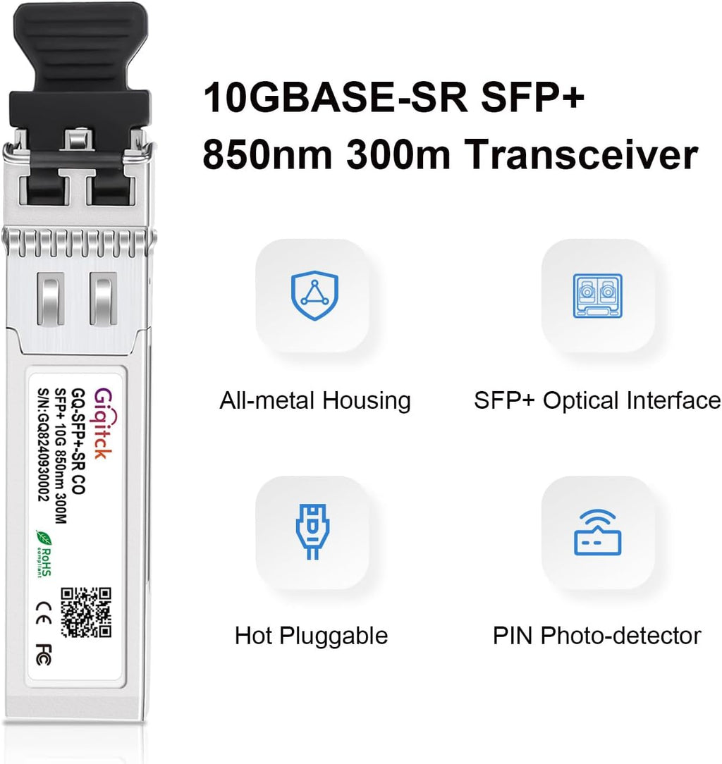 10GBASE-SR SFP+ Module 300m 850nm Multi Mode SFP DDM LC Transceiver 2pcs