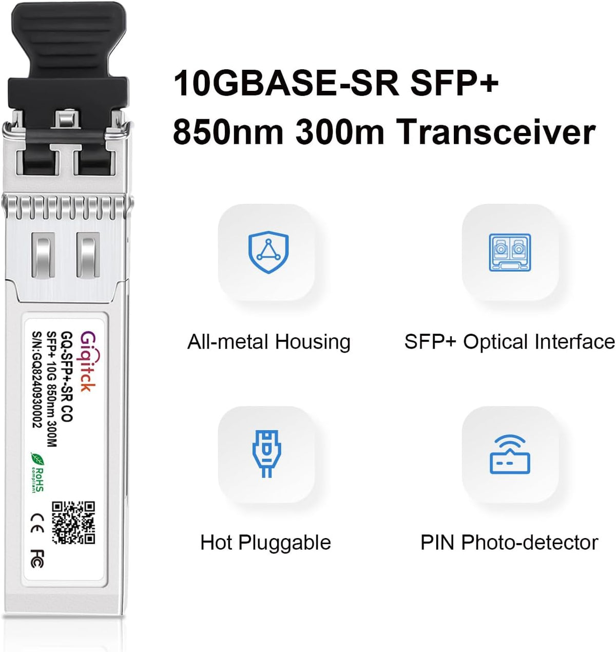 10GBASE-SR SFP+ Module 300m 850nm Multi Mode SFP DDM LC Transceiver 2pcs