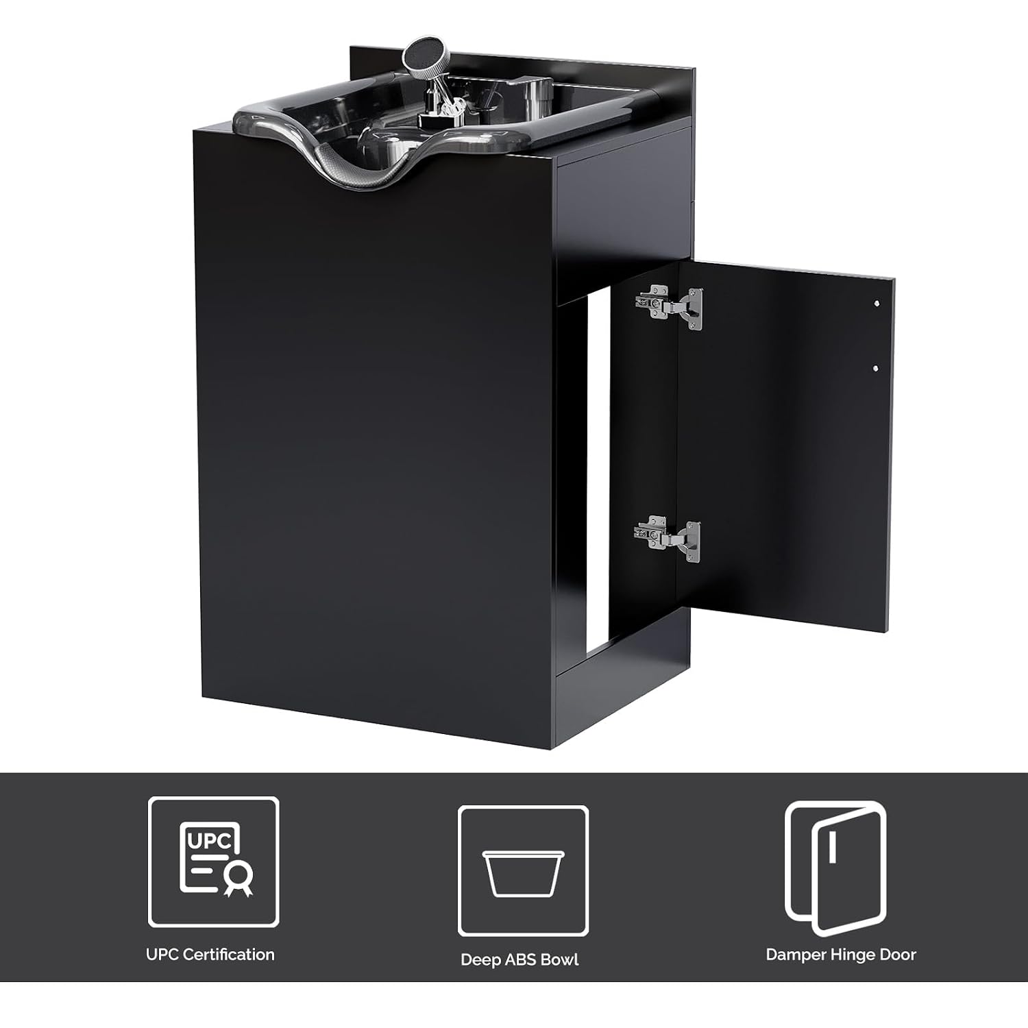 Shampoo Bowl with Cabinet, Salon Wet Station with Sprayer Faucet Shampoo Cabinetry, Portable Hair Wash Sink for