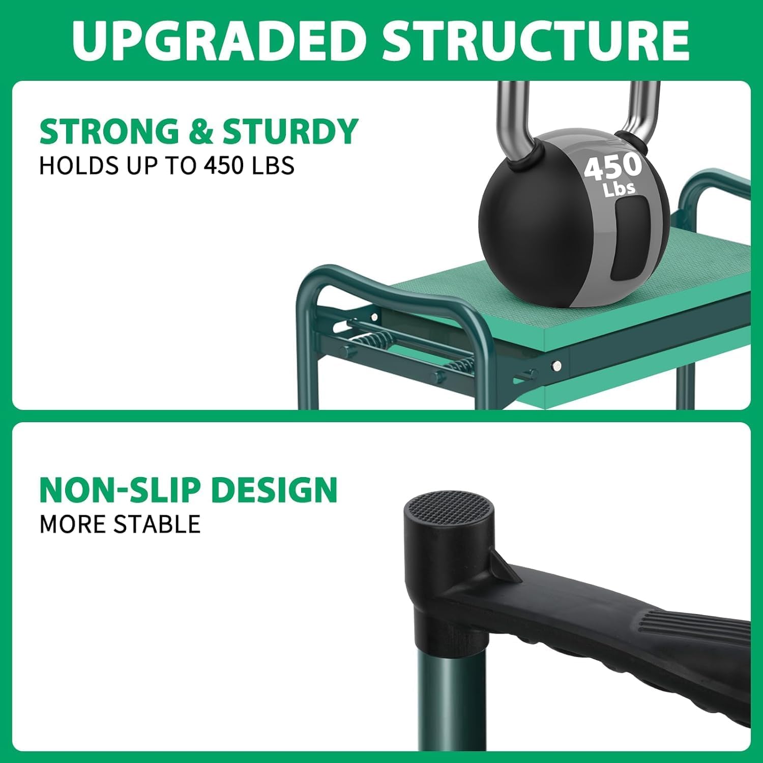 Garden Kneeler and Seat 10.64” Wider Larger Soft Kneeling Pad Garden Bench with 2 Large Tool Pouches Heavy Duty