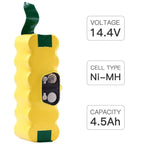 4.5Ah Ni-Mh Replacement Battery Compatible with iRobot Roomba 14.4V Battery