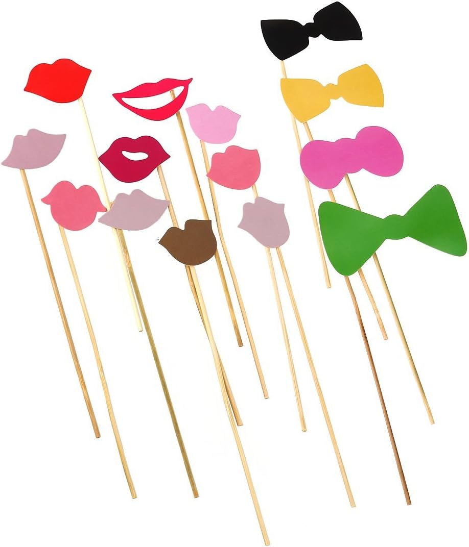 Photo Booth Props 60 piece DIY Kit for Wedding Party Reunions Birthdays Photobooth Dress-up Accessories & Party