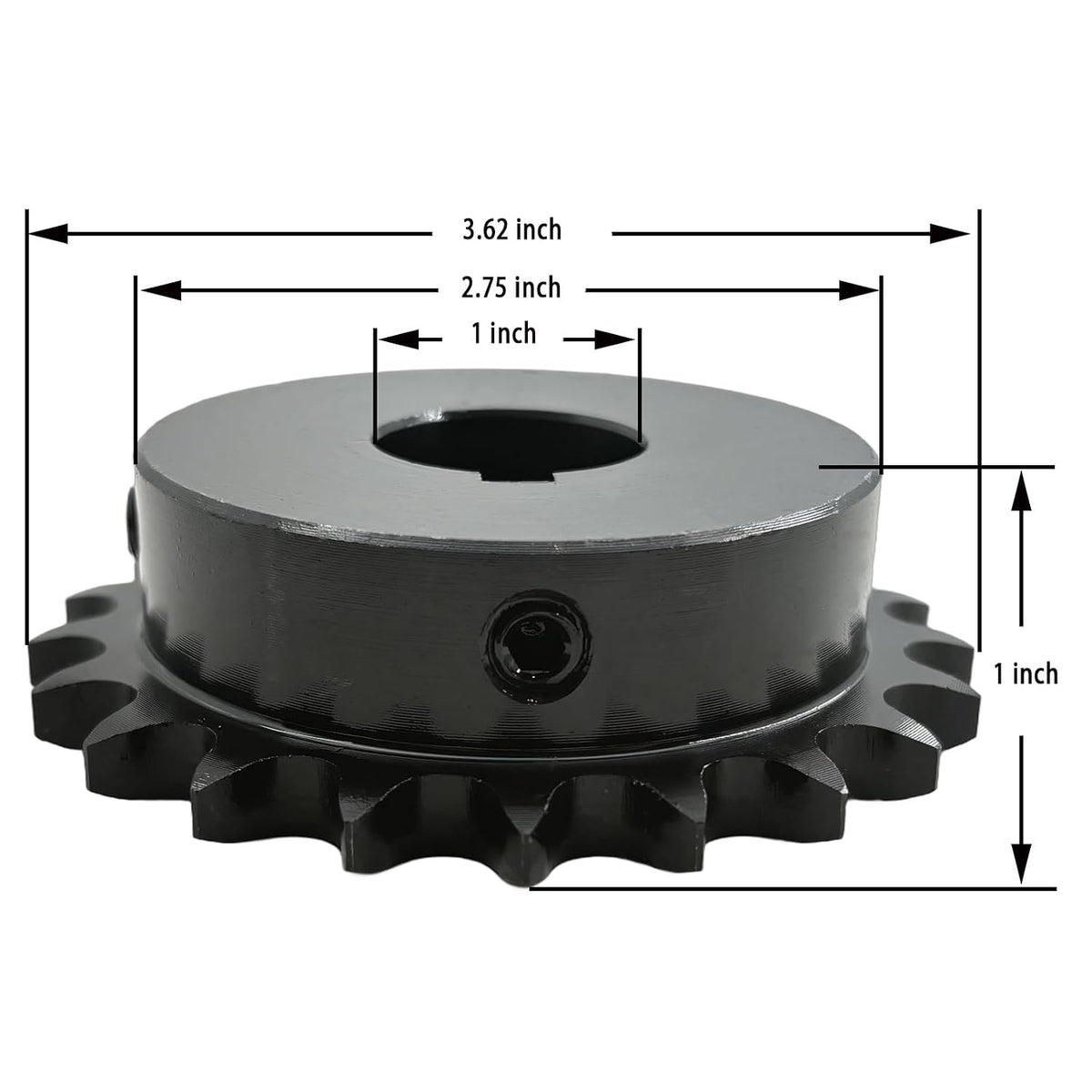 #40 Roller Chain Sprocket Type B 1 inch Bore 21 Tooth, Hardened Antirust 1045 Steel Drive Sprockets 40B21-1
