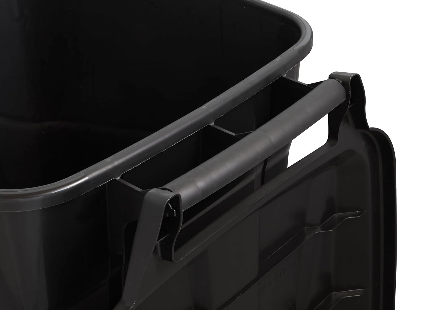 45 Gallon Wheeled Heavy Duty Trash Can with Attached Lid, Outdoor & Indoor Garbage Bin, Click-Lock Secure Lid &