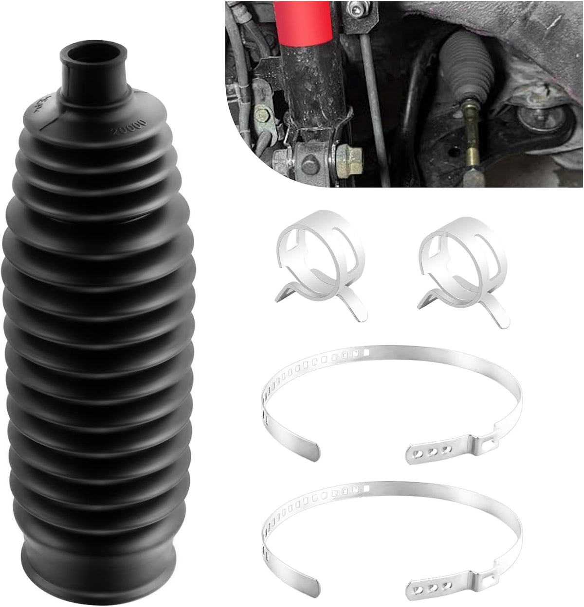 Rack and Pinion Boot OEM#103-3069,4553549005,53534SZAA02,Rack and Pinion Boot Kit with 2*Clamps,Inner Tie Rod Boot Compatible with Lexus ES300 RX330 RX450h Toyota Avalon Camry Corolla