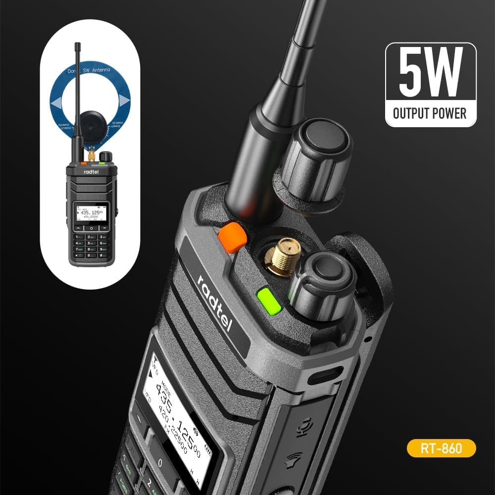 RT-860 Multi Band Ham Radio HF UHF VHF Dual Band with AM USB LSB CW CB LW MW SW SSB Reception, 1024 Channels, 2000mAh