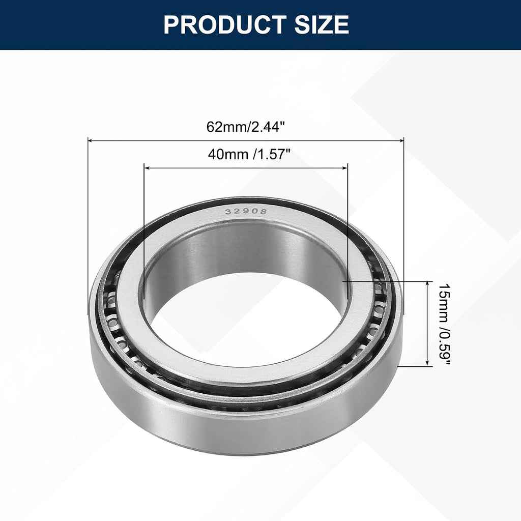 uxcell 32908 Tapered Roller Bearing Cone and Cup Set, 40mm Bore, ABEC3