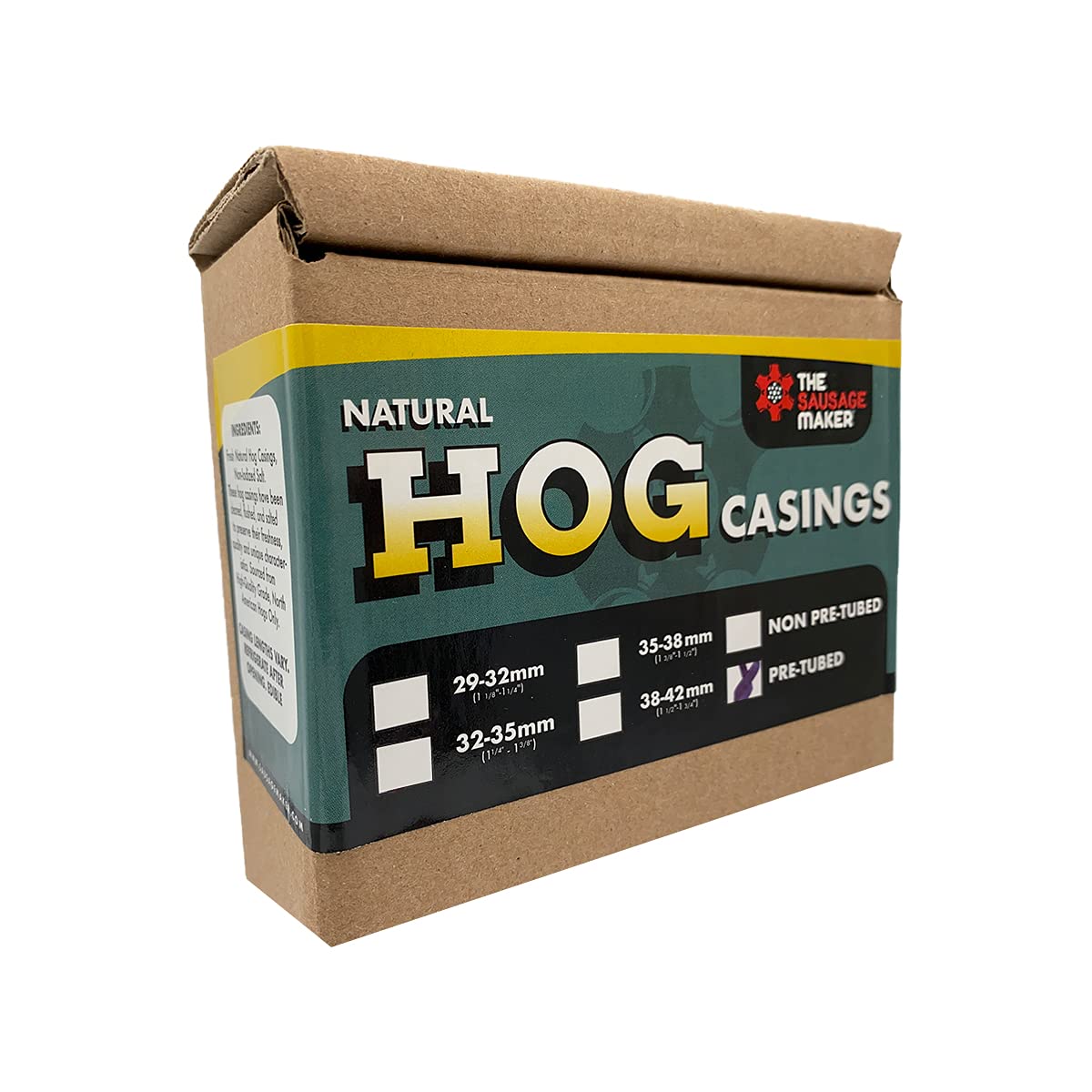 Pre-Tubed Sausage Hog Casings, 32 To 35 MM, Makes 50 Lb Meat, North American Edible Natural Casing For Pork Links
