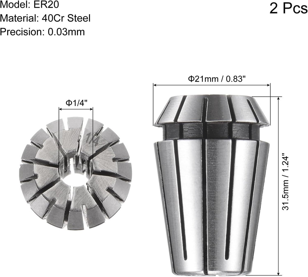 uxcell ER20 Spring Collet, 1/4" Chuck for CNC Engraving Machine Lathe Milling 4pcs