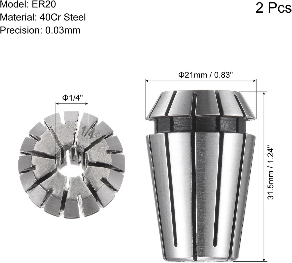 uxcell ER20 Spring Collet, 1/4" Chuck for CNC Engraving Machine Lathe Milling 4pcs