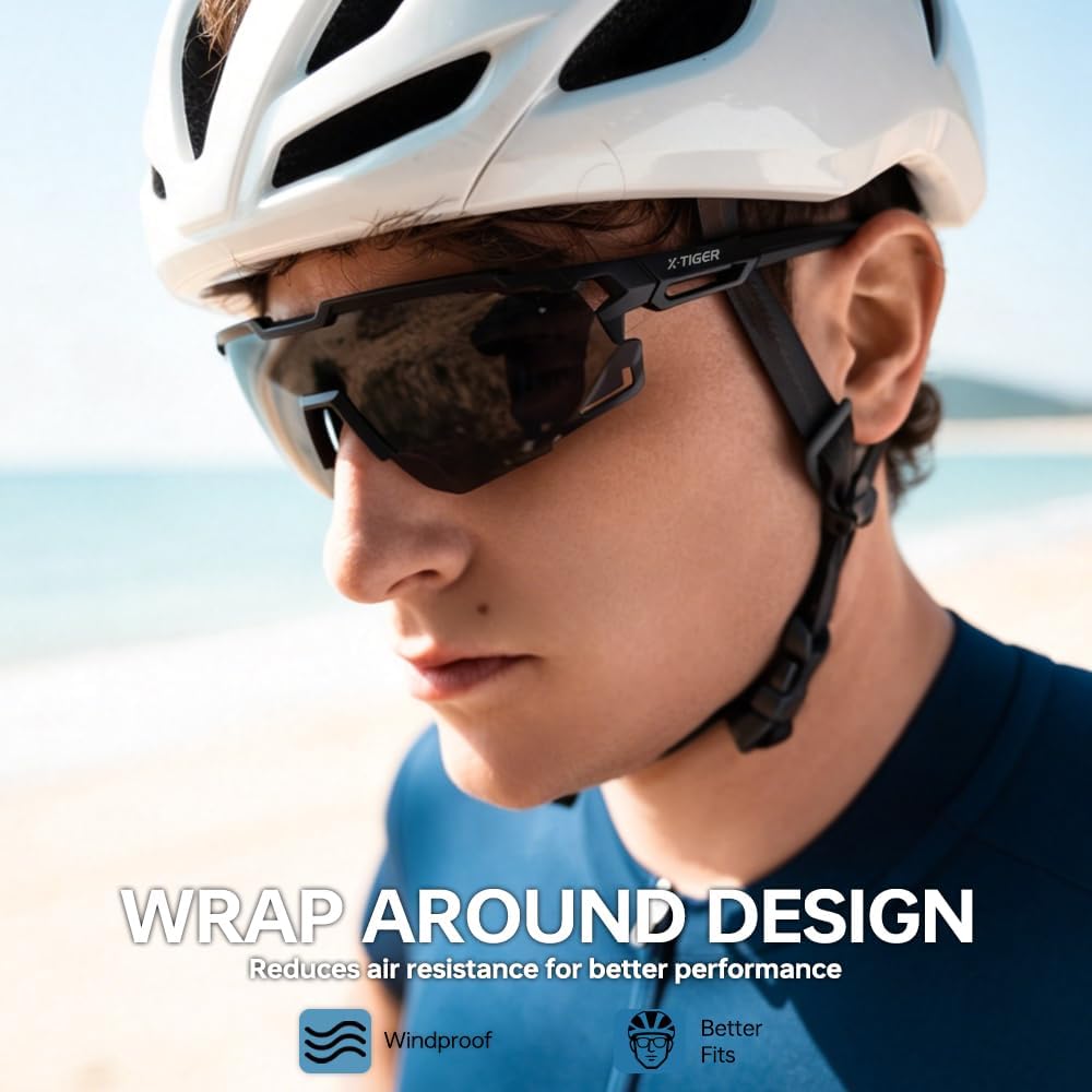 Polarized Sports Sunglasses for Men Women 22g Ultra-Light Glasses | UV400 Protection, Adjustable Silicone Nose Pads &