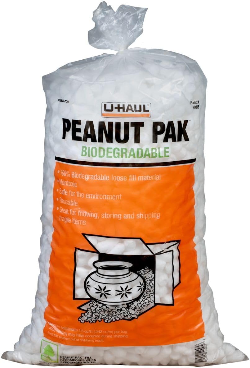 Biodegradable Packing Peanuts for Moving, Packing, Storing, and Shipping - 1.5 cu ft Per Bag