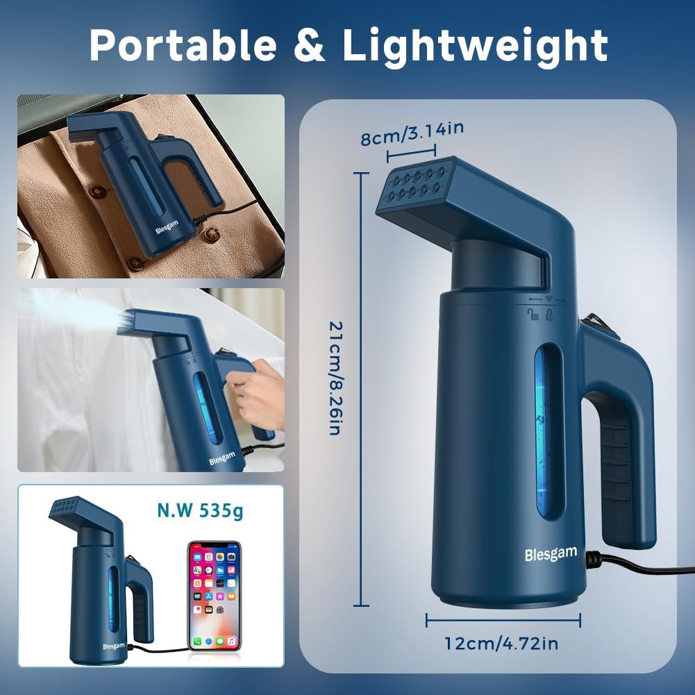 Steamer for Clothes 700W, Double Row Steam Handheld Clothes Steamer | 180ML Large Capacity Water Tank, 40S Fast