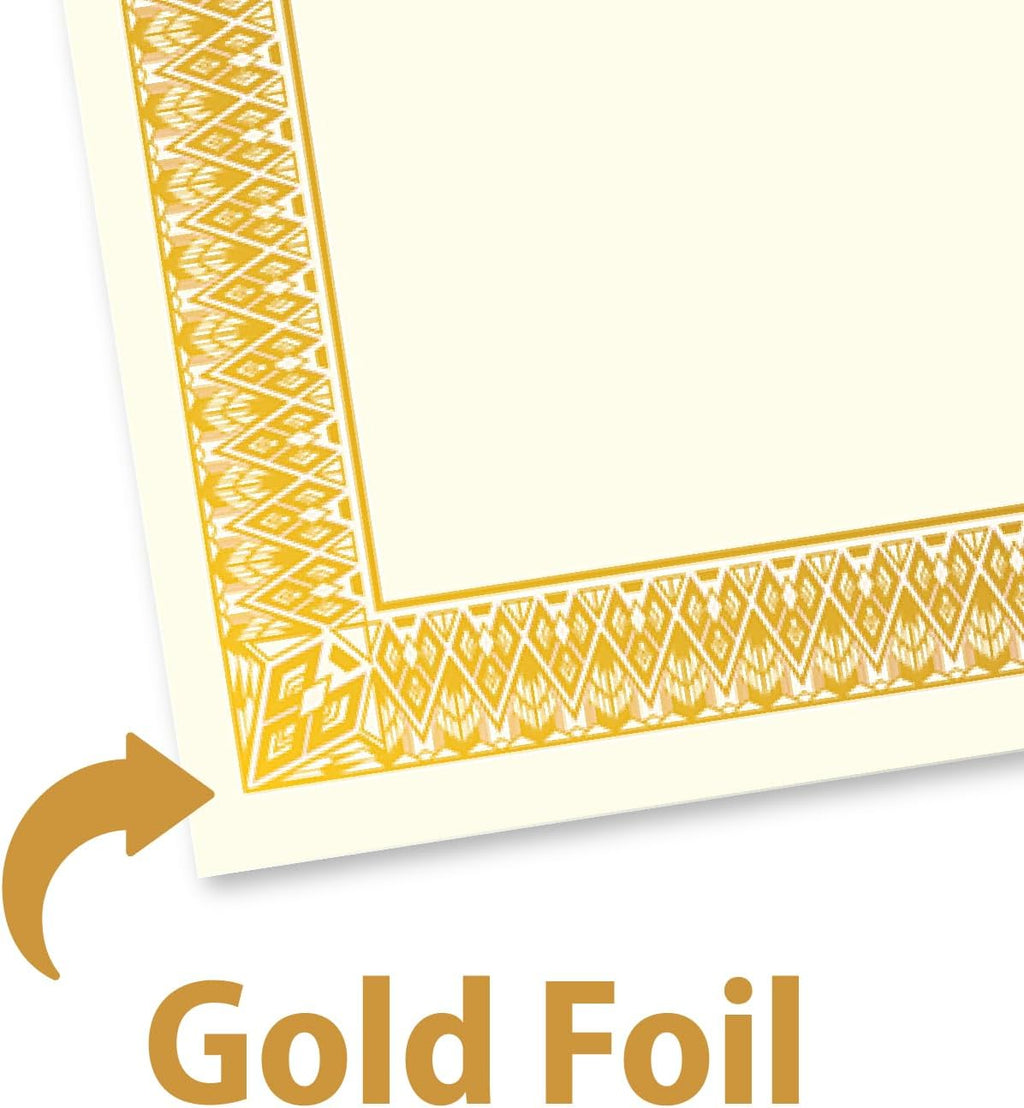 Rome Gold Foil Certificate Paper, 8.5″ x 11″, 15 Sheets, 65 lb Ivory Cover Award Certificates