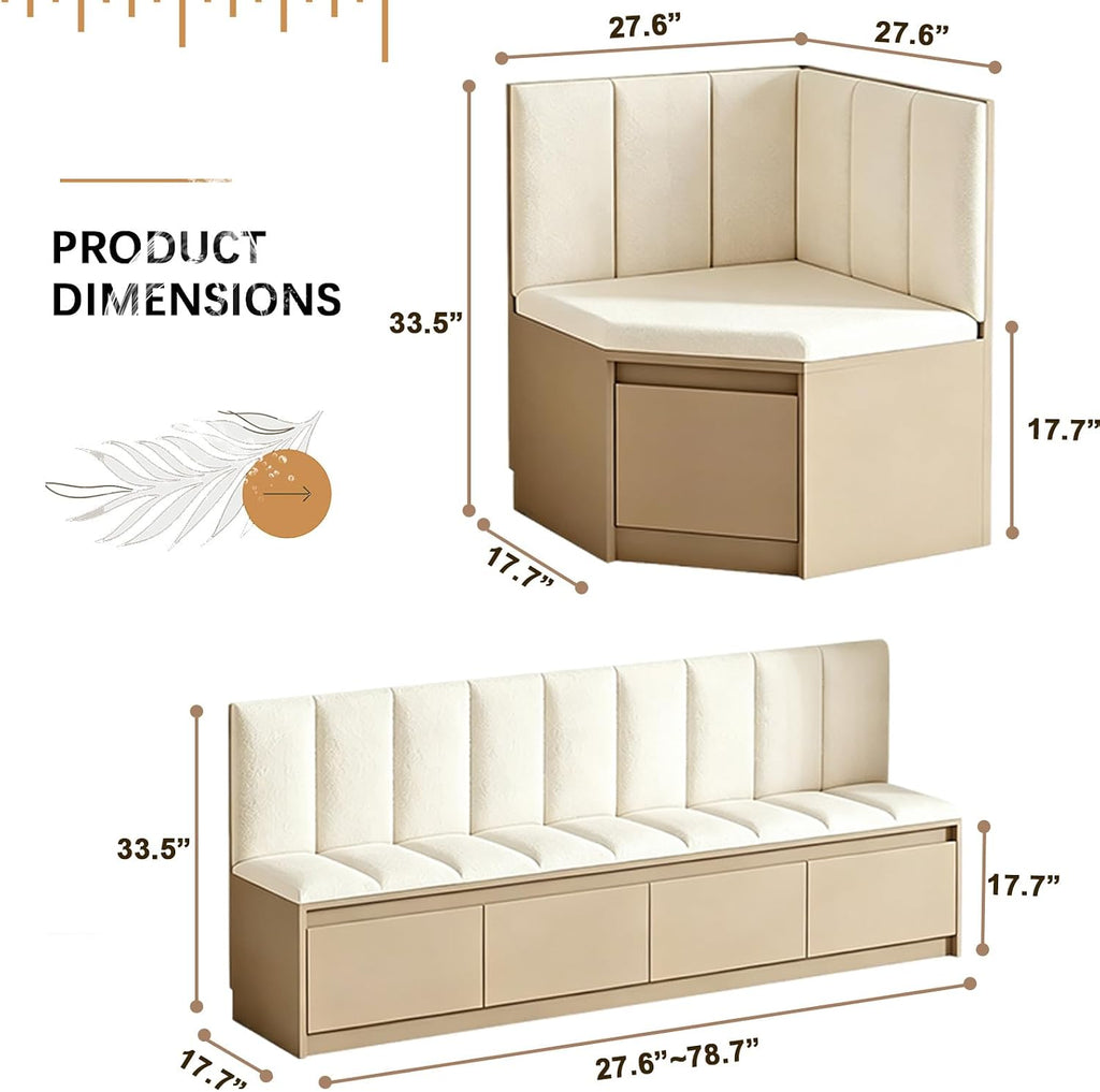 Restaurant Booth Seating Bench(39.4" Width x 17.7" Depth x 33.5" Height)