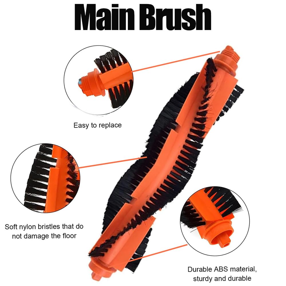 Main Brush Filter Side Brush Replacement Set for Xiaomi E10 B112 E12 Vacuum Cleaner Spare Part Accessories Kit (11 Pcs)