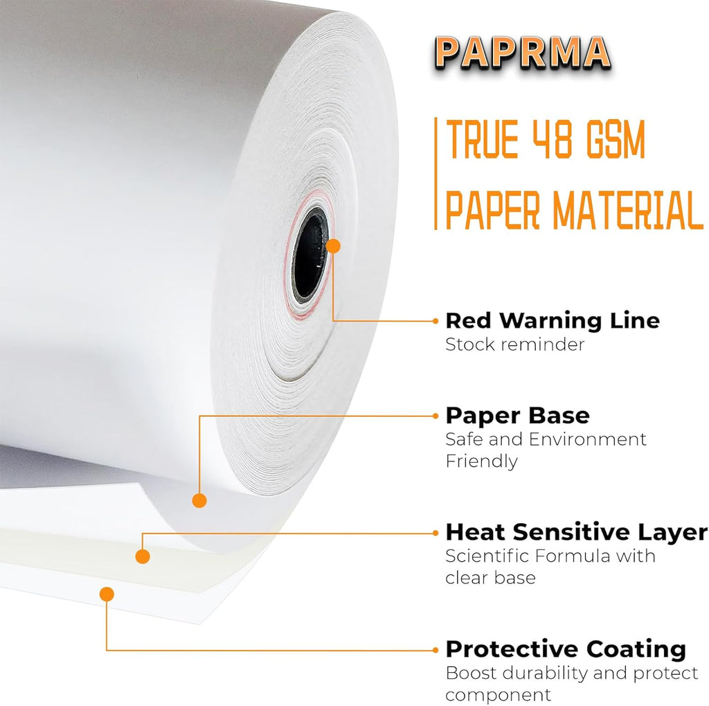 3 1/8'' x 230ft' Thermal Paper Receipt 10 Rolls, Receipt Paper POS Cash Register Paper for Credit Card Machine Square